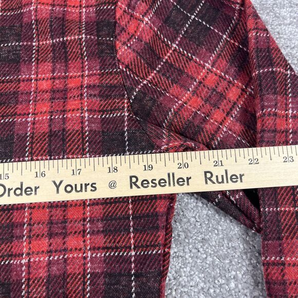 Tailor Byrd Shirt Mens Small Sweatershirt Flannel Button Up Plaid Pocket Red NWT - Picture 14 of 16